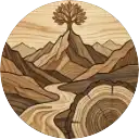 Baum auf Berg mit Fluss